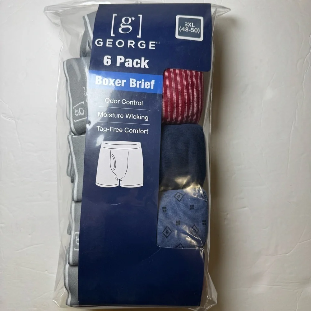 George Men's Regular Leg Boxer Briefs, 6-Pack